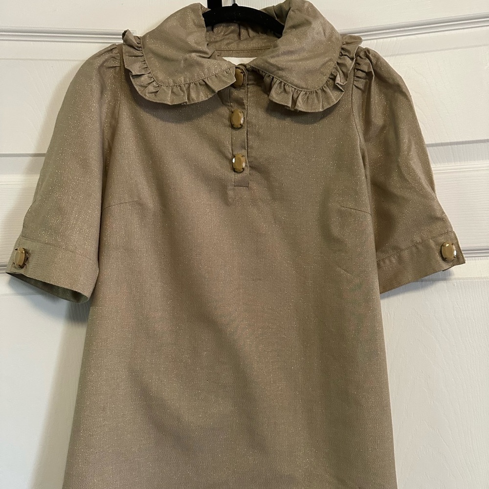 Karta Ruffle Collar Blouse Beaded Snaps